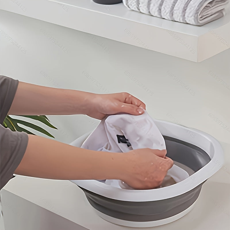 3pcs Set Of Gray Portable Foldable Washbasin, Vegetable Basin, Laundry Basin, Foot Bath Basin, Multi-purpose Basin