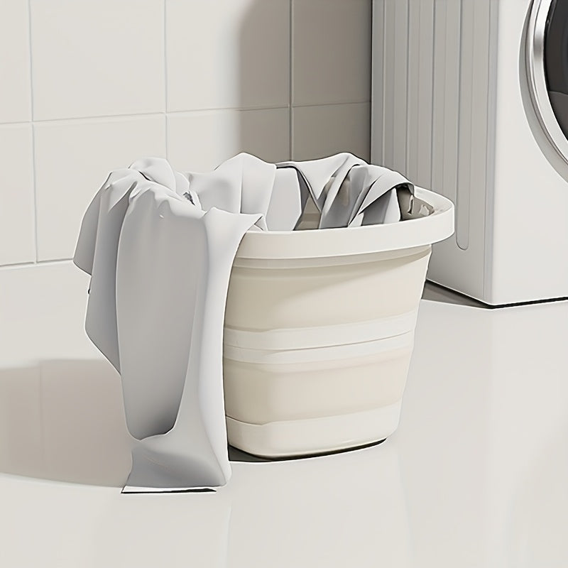 1pc Folding Bucket, Portable Plastic Bucket, Portable Outdoor Car Fishing Bucket, Household Large Capacity Dirty Clothes Basket, Washing Bucket, Foot Soaking Bucket, Multi-functional Folding Bucket, Home Organizer Storage Bucket, Laundry Baskets