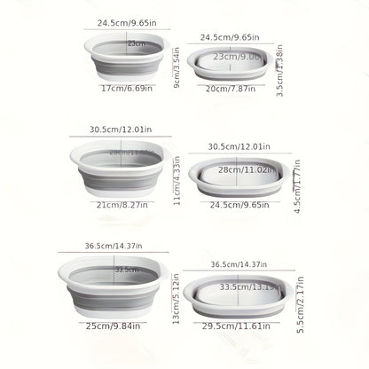 3pcs Set Of Gray Portable Foldable Washbasin, Vegetable Basin, Laundry Basin, Foot Bath Basin, Multi-purpose Basin