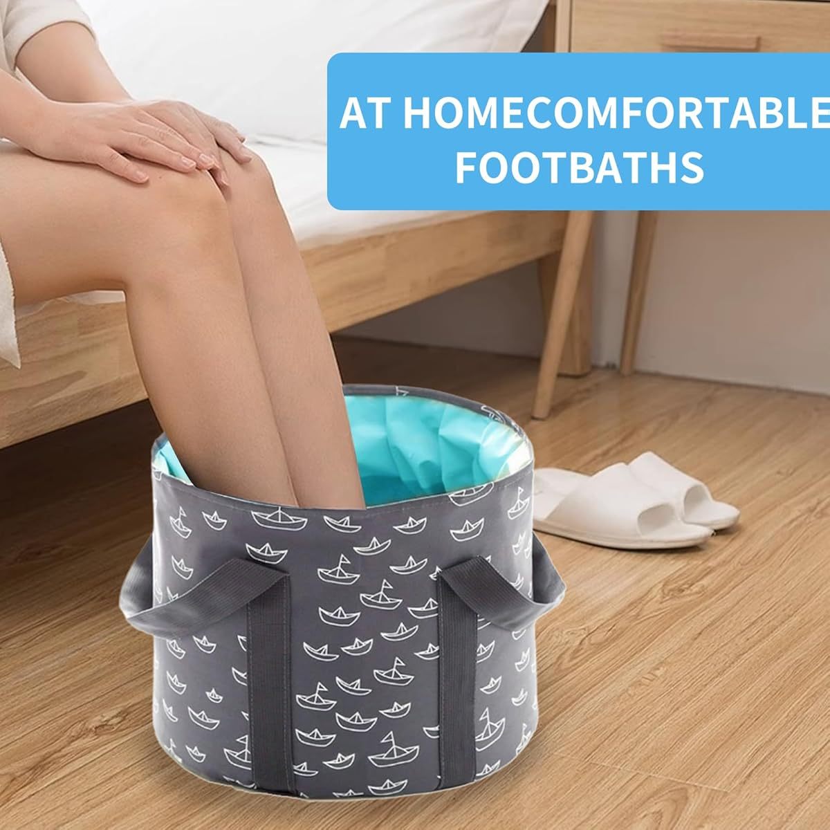 6.6gal Large Collapsible Bucket - Heavy-Duty Foldable Foot Bath Tub & Spa Basin, Portable with Folding Step, for Home, Travel, Camping, Salon - Space-Saving Design, Portable Bathtub, Compact Storage, Sturdy Handles, Home Users
