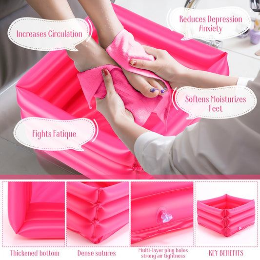 12pcs Foot Spa Kit For Women 12.5 12.5 8.3 Inch Foot Care Bath And 12 28 Inch Hand Towels Washbasin Salon Towels For Spa Party Sleepover Supplies (Rose Red)