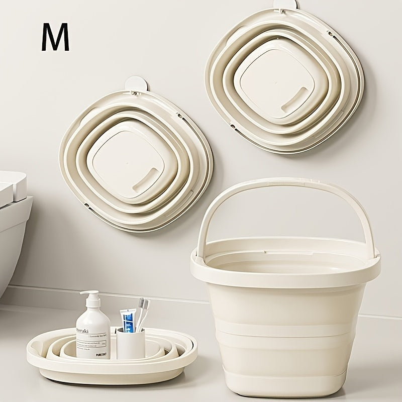 1pc Folding Bucket, Portable Plastic Bucket, Portable Outdoor Car Fishing Bucket, Household Large Capacity Dirty Clothes Basket, Washing Bucket, Foot Soaking Bucket, Multi-functional Folding Bucket, Home Organizer Storage Bucket, Laundry Baskets