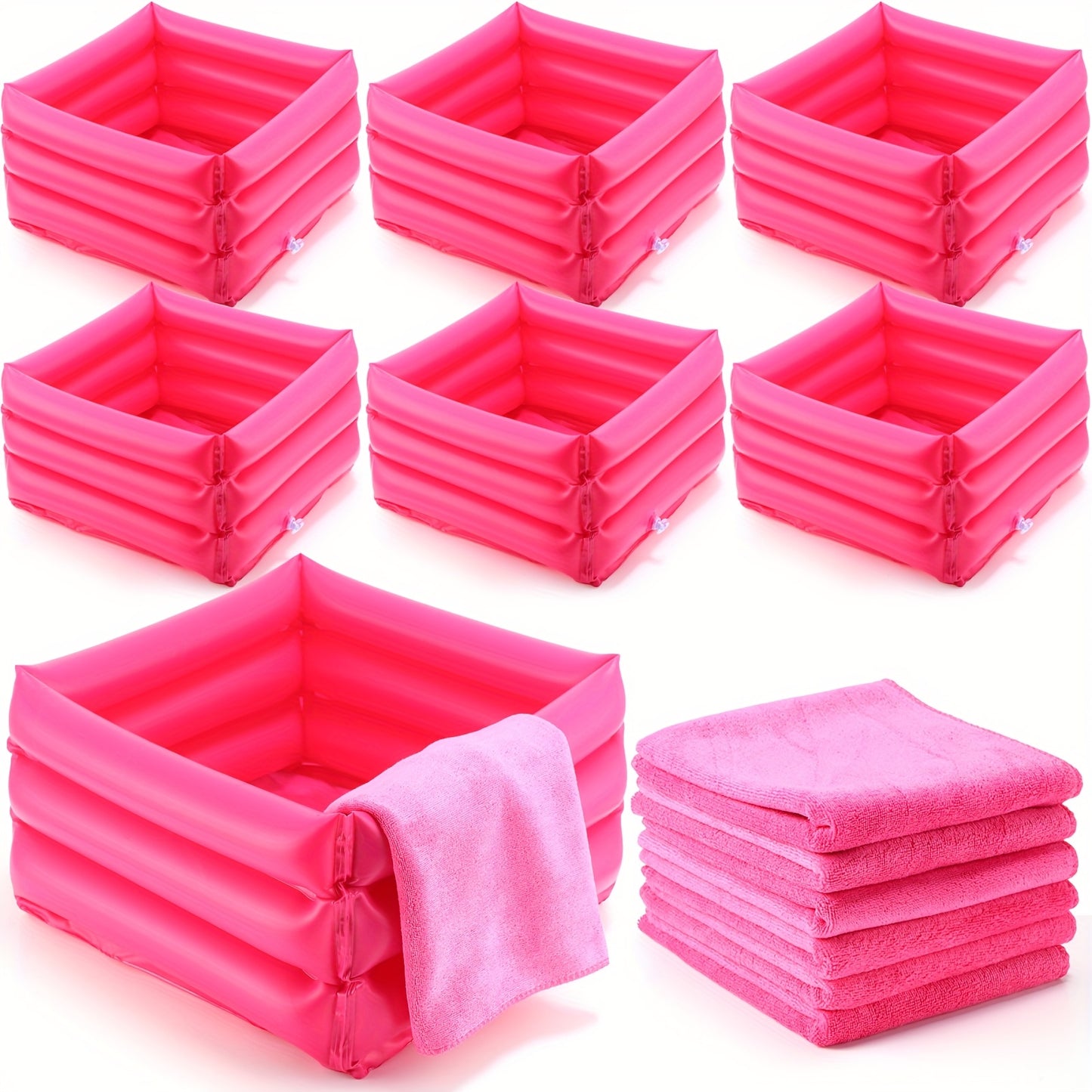 12pcs Foot Spa Kit For Women 12.5 12.5 8.3 Inch Foot Care Bath And 12 28 Inch Hand Towels Washbasin Salon Towels For Spa Party Sleepover Supplies (Rose Red)