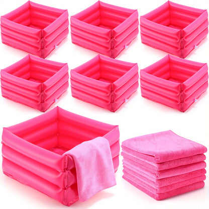 12pcs Foot Spa Kit For Women 12.5 12.5 8.3 Inch Foot Care Bath And 12 28 Inch Hand Towels Washbasin Salon Towels For Spa Party Sleepover Supplies (Rose Red)