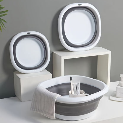 3pcs Set Of Gray Portable Foldable Washbasin, Vegetable Basin, Laundry Basin, Foot Bath Basin, Multi-purpose Basin