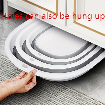 3pcs Set Of Gray Portable Foldable Washbasin, Vegetable Basin, Laundry Basin, Foot Bath Basin, Multi-purpose Basin