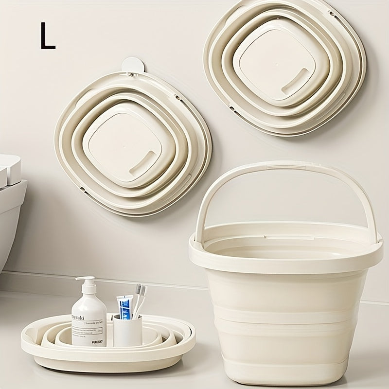 1pc Folding Bucket, Portable Plastic Bucket, Portable Outdoor Car Fishing Bucket, Household Large Capacity Dirty Clothes Basket, Washing Bucket, Foot Soaking Bucket, Multi-functional Folding Bucket, Home Organizer Storage Bucket, Laundry Baskets